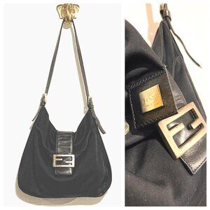 Fendi Black Mamma Zucca Baguette